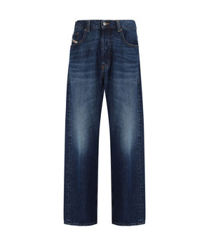 Diesel Blue Cotton Relaxed Fit Jeans