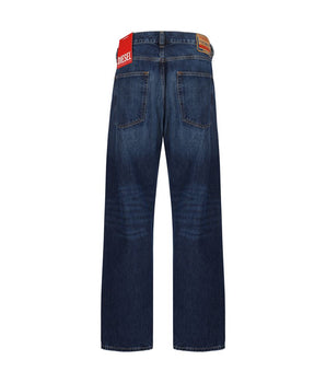 Diesel Blue Cotton Relaxed Fit Jeans