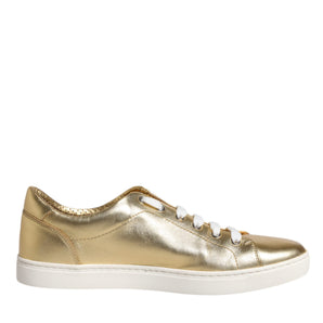 Dolce & Gabbana Gold Leather Logo London Men Sneakers Shoes