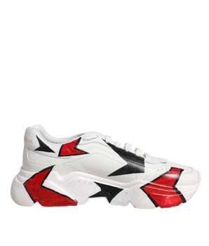 Dolce &amp; Gabbana White Daymaster Hand Painted Sneakers Shoes
