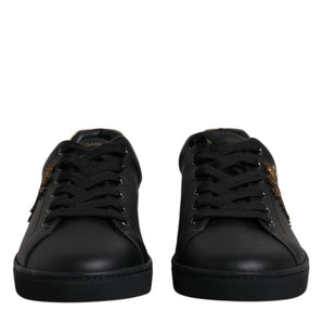 Dolce & Gabbana Black Leather London Heart Men Sneakers Shoes