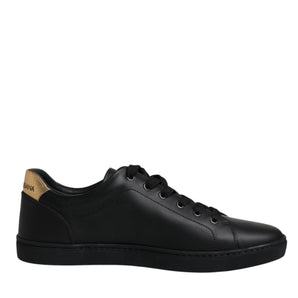 Dolce & Gabbana Black Leather London Heart Men Sneakers Shoes