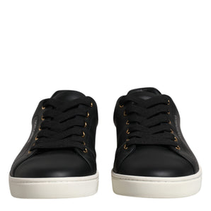 Dolce & Gabbana Black Leather Logo London Sneaker Shoes