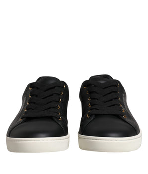 Dolce &amp; Gabbana Black Leather Logo London Sneaker Shoes