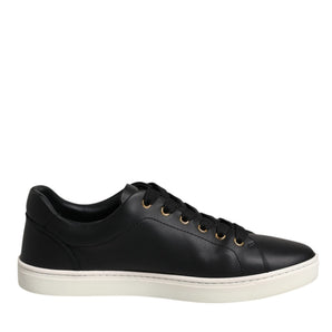 Dolce & Gabbana Black Leather Logo London Sneaker Shoes