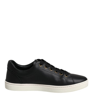 Dolce &amp; Gabbana Black Leather Logo London Sneaker Shoes