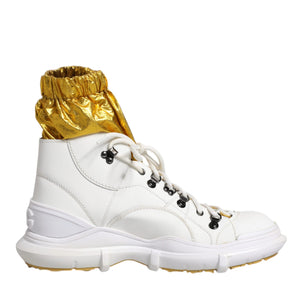 Dolce & Gabbana White Nylon Galileo High Top Sneakers Shoes