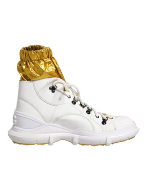 Dolce &amp; Gabbana White Nylon Galileo High Top Sneakers Shoes