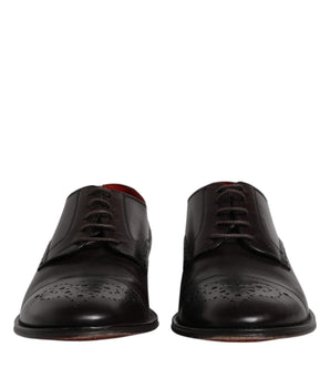 Dolce &amp; Gabbana Black Calfskin Leather Derby Men Dress Shoes