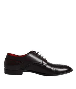 Dolce &amp; Gabbana Black Calfskin Leather Derby Men Dress Shoes