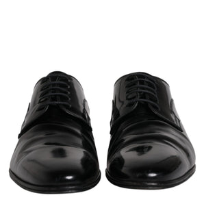 Dolce & Gabbana Black Patent Leather Derby Men Dress Shoes