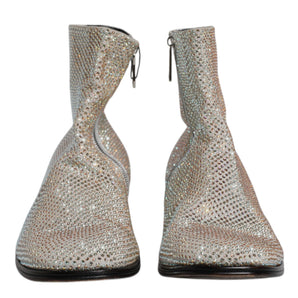 Dolce & Gabbana Silver Strass Chelsea Ankle Boots Shoes