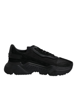 Dolce &amp; Gabbana Black Leather Daymaster Low Top Sneakers Shoes