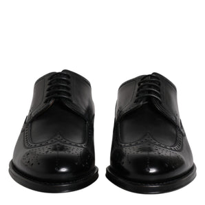 Dolce & Gabbana Black Leather Derby Wingtip Formal Shoes