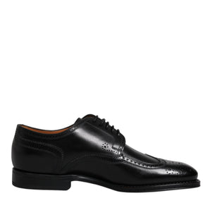 Dolce & Gabbana Black Leather Derby Wingtip Formal Shoes