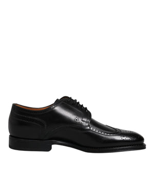 Dolce &amp; Gabbana Black Leather Derby Wingtip Formal Shoes