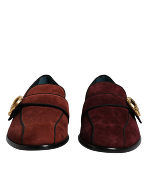 Dolce &amp; Gabbana Bordeaux Suede Loafers Formal Men Dress Shoes