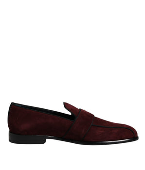 Dolce &amp; Gabbana Bordeaux Suede Loafers Formal Men Dress Shoes