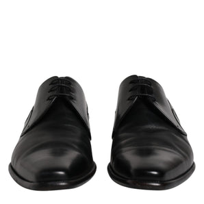 Dolce & Gabbana Black Leather Derby Men Formal Dress Shoes