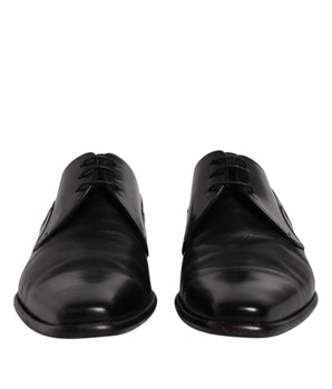 Dolce &amp; Gabbana Black Leather Derby Men Formal Dress Shoes