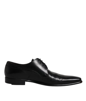 Dolce &amp; Gabbana Black Leather Derby Men Formal Dress Shoes