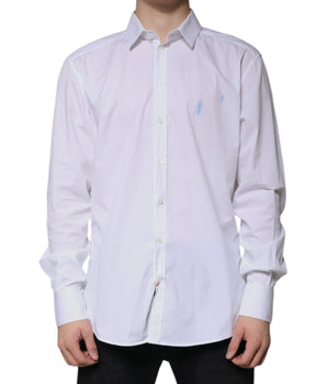 Camisa de vestir de manga larga de algodón blanco Dolce &amp; Gabbana GOLD