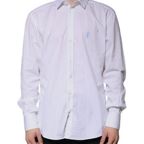 Dolce & Gabbana White Cotton Long Sleeve GOLD Dress Shirt