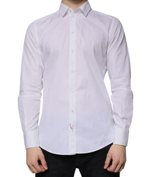 Camisa formal de manga larga de algodón blanca de Dolce &amp; Gabbana