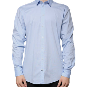 Dolce & Gabbana Light Blue Cotton Slim Fit MARTINI Dress Shirt