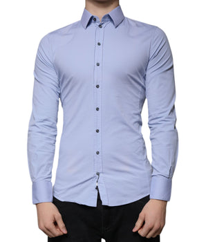 Dolce &amp; Gabbana Light Blue Cotton Slim Fit SICILY Dress Shirt