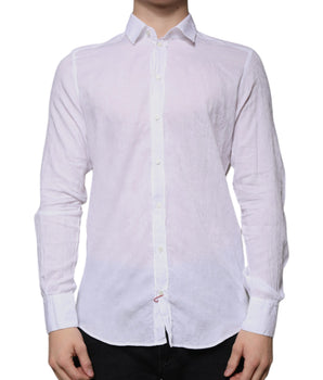 Dolce &amp; Gabbana White Cotton Slim Fit Men Formal Dress Shirt