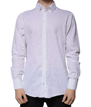 Dolce &amp; Gabbana White Cotton Slim Fit Men MARTINI Dress Shirt