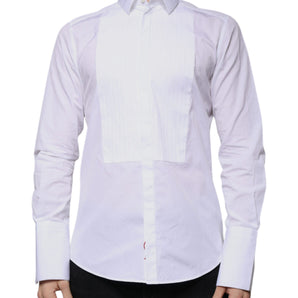 Dolce & Gabbana White Bib Cotton Poplin GOLD Men Formal Shirt