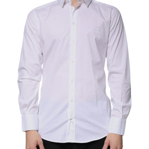 Dolce & Gabbana White Cotton Long Sleeve GOLD Dress Shirt