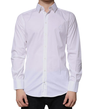 Camisa de vestir de manga larga de algodón blanco Dolce &amp; Gabbana GOLD