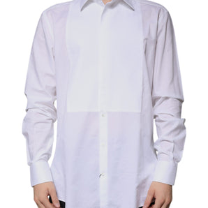 Dolce & Gabbana White Bib Cotton Poplin GOLD Formal Shirt