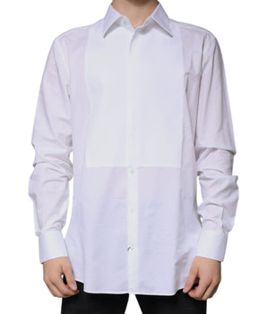 Dolce & Gabbana White Bib Cotton Poplin GOLD Formal Shirt