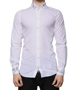 Camisa de vestir formal con logotipo en algodón blanco Dolce &amp; Gabbana para hombre en color dorado