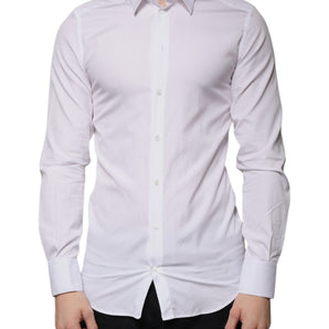 Dolce & Gabbana White Cotton Formal Men GOLD Dress Shirt