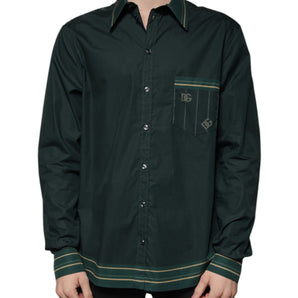 Dolce & Gabbana Green Logo Long Sleeve MARTINI Casual Shirt