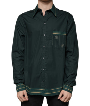 Dolce &amp; Gabbana Green Logo Long Sleeve MARTINI Casual Shirt