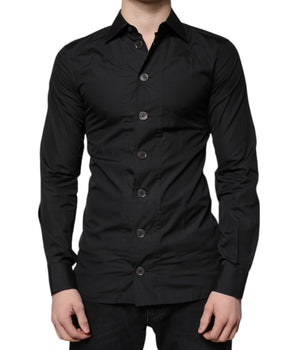 Dolce &amp; Gabbana Black Cotton Formal Long Sleeves Dress Shirt