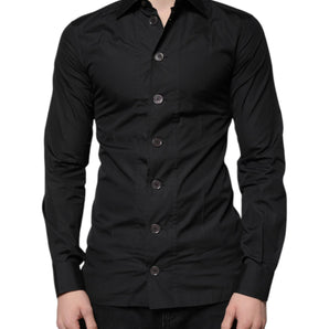 Dolce &amp; Gabbana Black Cotton Formal Long Sleeves Dress Shirt