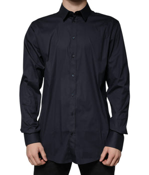 Dolce &amp; Gabbana Black Cotton Blend Formal GOLD Dress Shirt
