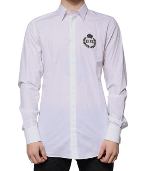 Camisa de vestir formal con logotipo en algodón blanco Dolce &amp; Gabbana para hombre en color dorado