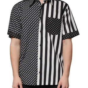 Dolce &amp; Gabbana Black White Striped Button Down Casual Shirt