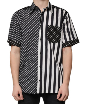 Dolce &amp; Gabbana Black White Striped Button Down Casual Shirt