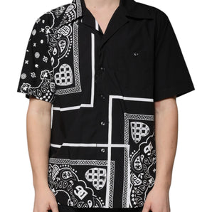 Dolce &amp; Gabbana Black Logo Button Down Short Sleeve Shirt