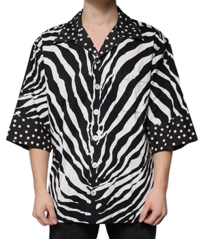 Dolce &amp; Gabbana Black White Zebra Button Down Oversize Shirt