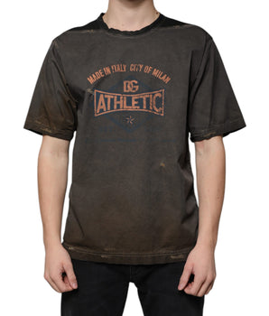 Dolce &amp; Gabbana Brown Graphic Print Cotton Round Neck T-shirt